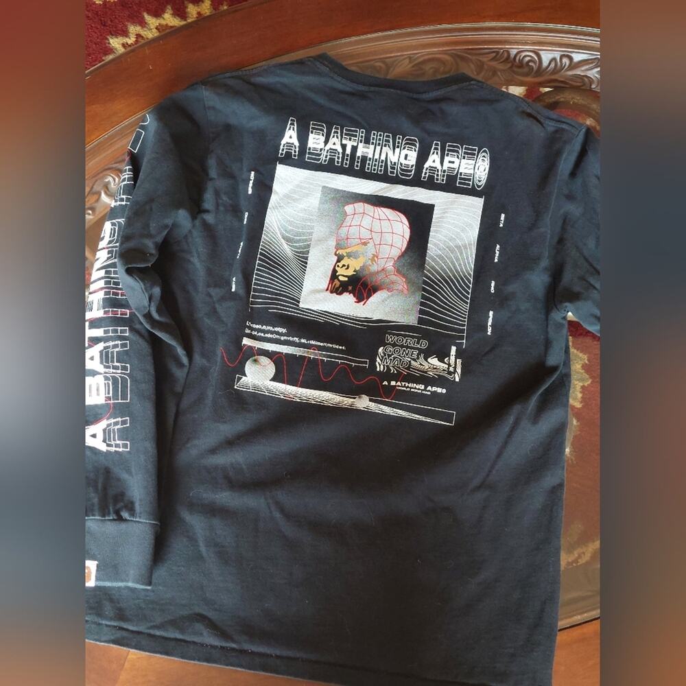 A Bathing Ape Black Graphic Long Sleeve Tee M BAPE